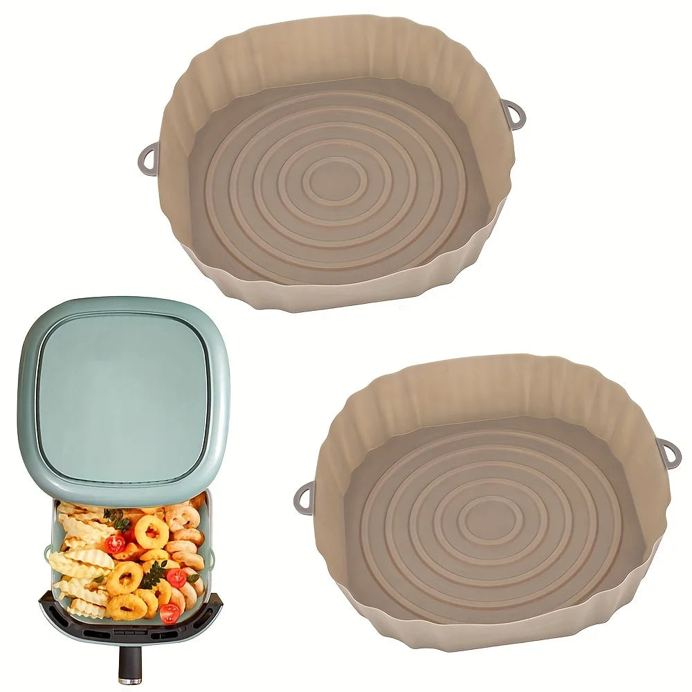 Cesta De Silicone Reutilizável Airfryer, Bandeja De Cozimento De Forno, Molde D
