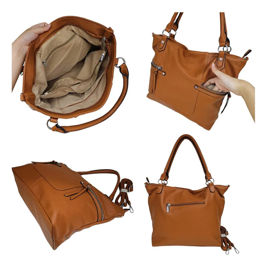 Bolsa Transversal Ombro Grande Couro Eco Reforçada Estilosa Elegante