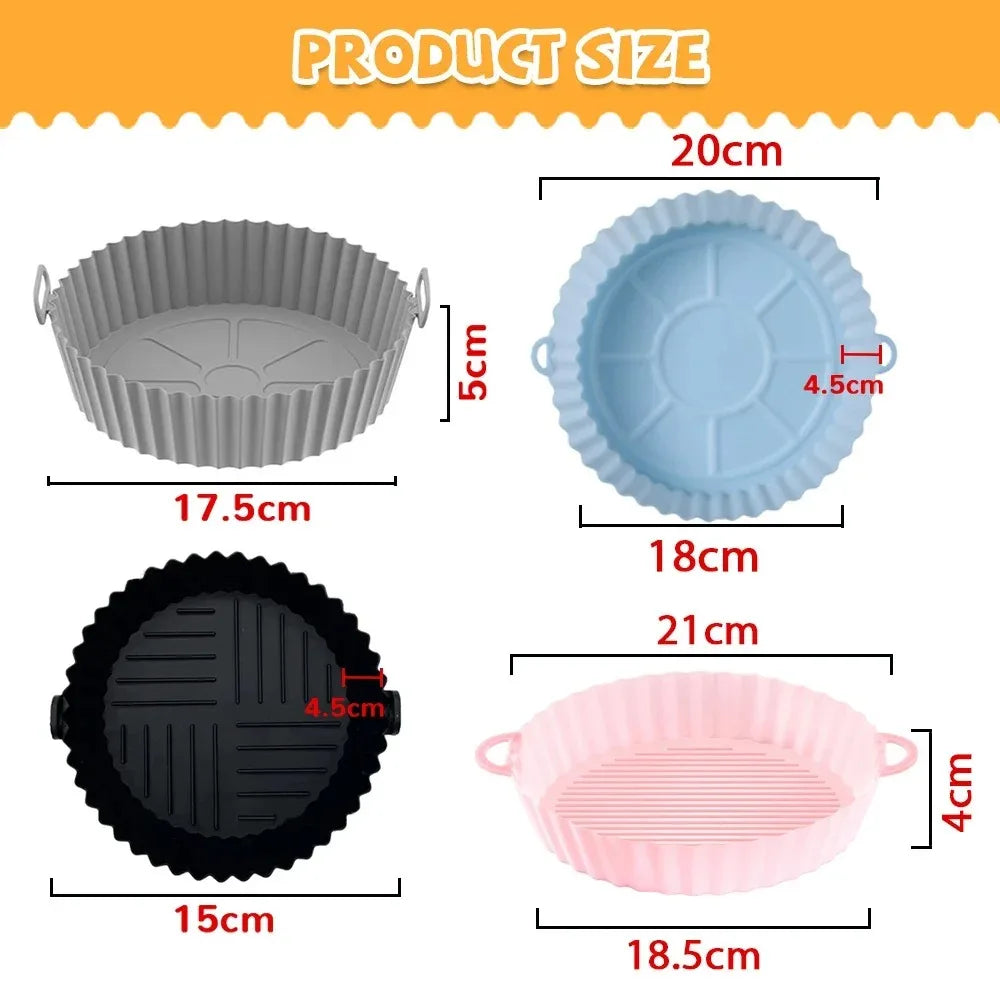 Cesta De Silicone Reutilizável Airfryer, Bandeja De Cozimento De Forno, Molde D