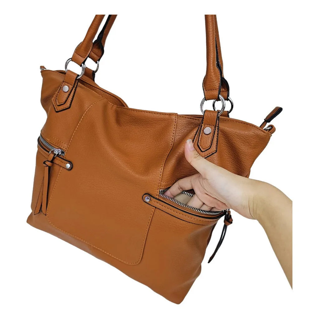 Bolsa Transversal Ombro Grande Couro Eco Reforçada Estilosa Elegante