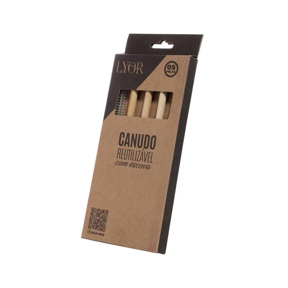 Canudos de Bambu Reutilizáveis com Escova para Limpeza