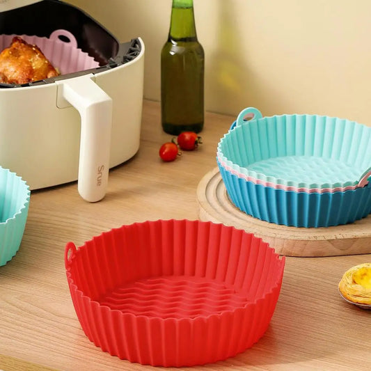 Cesta De Silicone Reutilizável Airfryer, Bandeja De Cozimento De Forno, Molde D