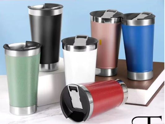 Copo Térmico 473ml COM TAMPA E Abridor Inox Para Quente e Gelado